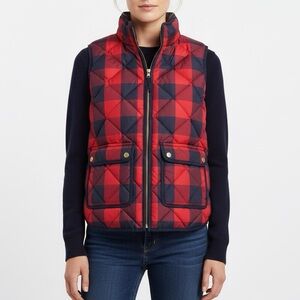 J.Crew Excursion Buffalo Plaid Quilted Down Feather Puffer Vest Small